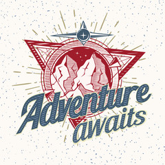 Adventure awaits - decorative emblem