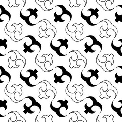 Seamless African Adinkra Pattern - black and white digital art ritual symbols and screen printing nations and tribes Akans of Ghana and Cote DIvoire. eps10