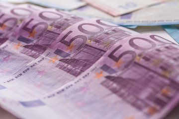 Close-up five houndred euro banknotes money and currency