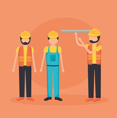 construction workers with blueprint