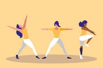 Fototapeta na wymiar young women performing exercise icon