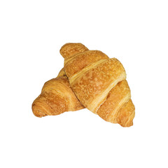 Fresh croissants isolated on white background. File contains clipping path.