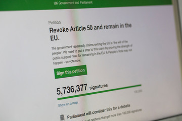 Online petition to revoke article 50 and reconsider brexit has over 5 million signatures