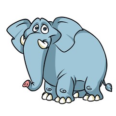 Big kind blue elephant cartoon  animal character illustration isolated image