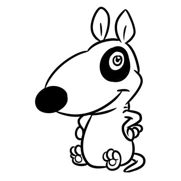 Dog funny sitting smile animal character  cartoon illustration isolated image coloring page