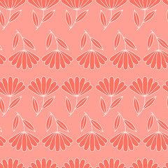 Fototapeta na wymiar Seamless vector floral pattern with blue and coral-pink shades of flowers that can be used for your wallpapers, backgrounds, background images, fabric patterns, clothing prints, labels. Vector graphic