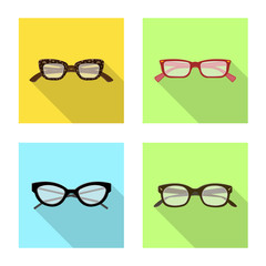 Vector illustration of glasses and frame icon. Set of glasses and accessory stock symbol for web.