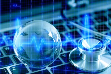 Medical stethoscope on bright background