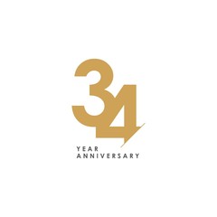 34 Year Anniversary Vector Template Design Illustration