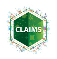 Claims floral plants pattern green hexagon button