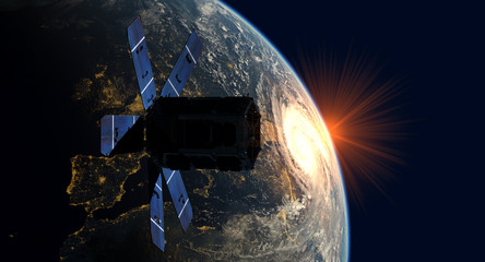 satellite flying in orbit around Earth
