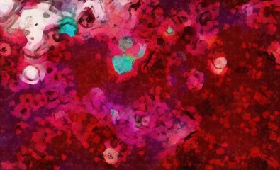 Abstraction painted in oil style. Colorful texture background. Multicolored wallpaper graphic design. Pattern for creating artwork and print. Crazy warm colors and cartoon effect. Fun psychedelic art.