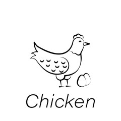 Fototapeta na wymiar chicken hand draw icon. Element of farming illustration icons. Signs and symbols can be used for web, logo, mobile app, UI, UX