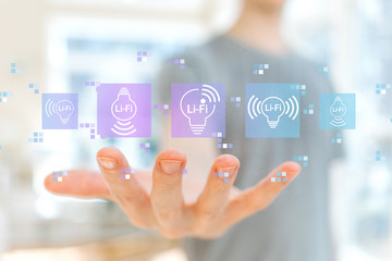 LiFi theme with young man holding his hand