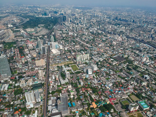 Aerial view urban city office building and condo block