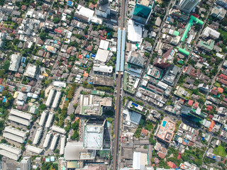 Aerial view urban city office building and condo block