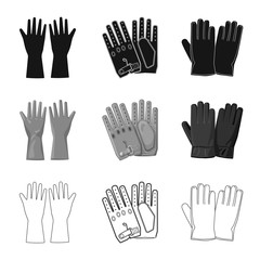 Fototapeta premium Vector illustration of glove and winter symbol. Set of glove and equipment vector icon for stock.