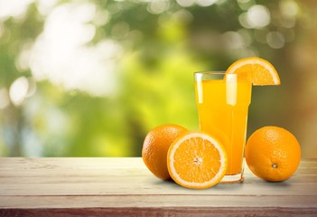 Orange Juice in glass on   background.