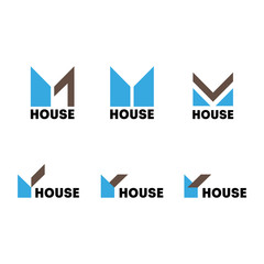 A set of signs on the theme of the construction of a modern house