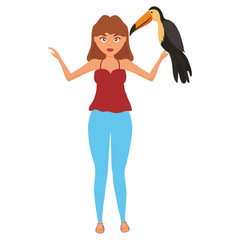 beautiful woman with toucan character