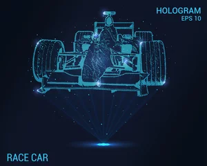 Foto op Canvas Racing car hologram. Digital and technological background of the race. Futuristic design of racing cars. © newrossosh