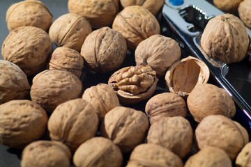 walnuts on wooden background