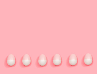 Colorful Easter eggs overhead view flat lay