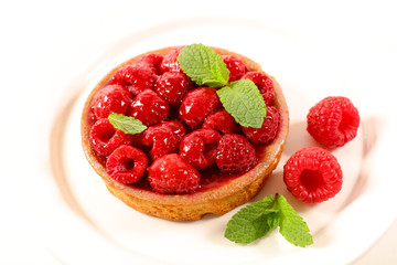 raspberry tart and mint
