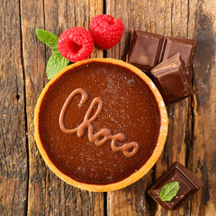 chocolate tart and raspberry