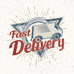 Naklejka premium Fast Delivery decorative emblem