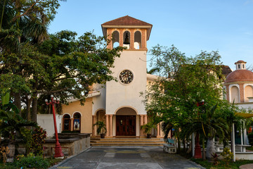 Church "Parroquia San Jos&eacute; Obrero" in Puerto Morelos, Quintana Roo, Mexiko in the morning