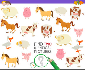 Fototapeta premium find two identical farm animals game for kids