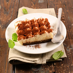 delicious tiramisu cake portion