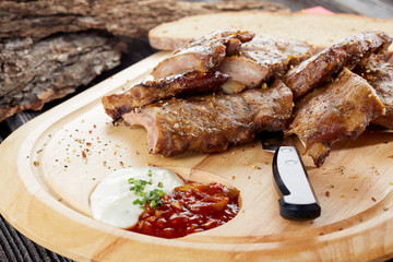 Spare ribs close up