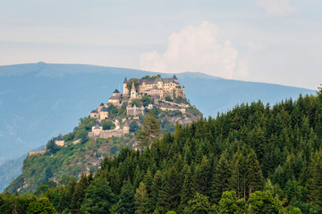 Top part of the Hochosterwitz castle on the mountain hill in Austria - Image