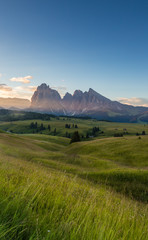 Obraz premium Beautiful landscape of Alpe di siusi in Dolomite, Italy in the morning