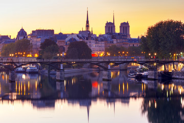 Fototapeta na wymiar Paris. City embankment along the Seine.