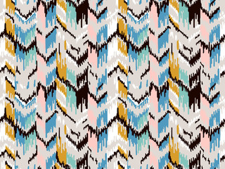 Ethnic seamless pattern. Tribal ethnic vector texture. Striped pattern in Aztec style. Ikat geometric folklore ornament. Ethnic motif for wrapping, wallpaper, fabric, textile, craft, embroider. - 257707799