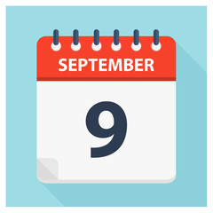 September 9 -  Calendar Icon - Calendar design template