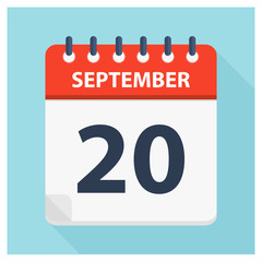 September 20 -  Calendar Icon - Calendar design template