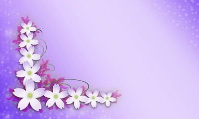 3d illustration. Bouquet of flowers isolated on lilac background.