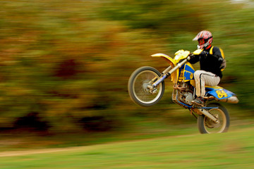 Motocross Action in Autumn - obrazy, fototapety, plakaty