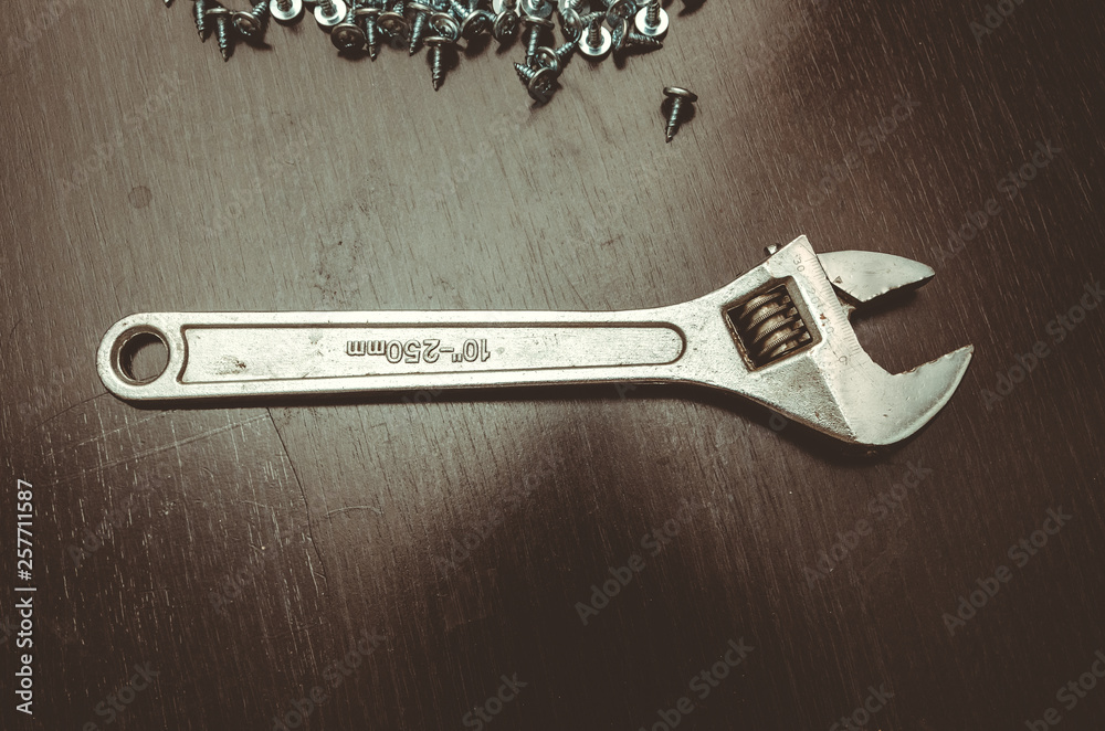 Wall mural wrench on white background