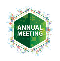 Annual Meeting floral plants pattern green hexagon button