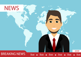 Leading news programs. Latest news. World News. Flat design.