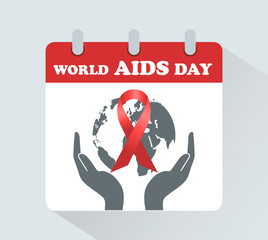 World AIDS Day. December 1 on the calendar. The symbol is a red ribbon.