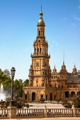 Fototapeta na wymiar Spain, Seville. Spain Square a is a landmark example of the Renaissance Revival style in Spain.
