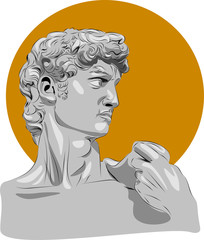 Illustration of sculpture. David. Michelangelo