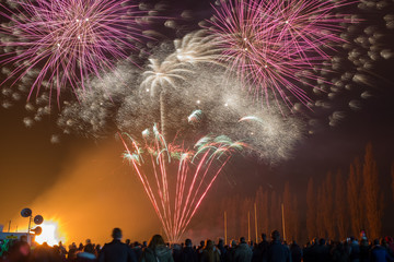 A public firework display in celebration of bonfire night at East Retford, Nottinghamshire, UK