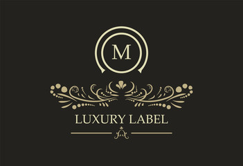 Retro Royal Vintage Shield Logotype. Vector calligraphyc Luxury logo design elements